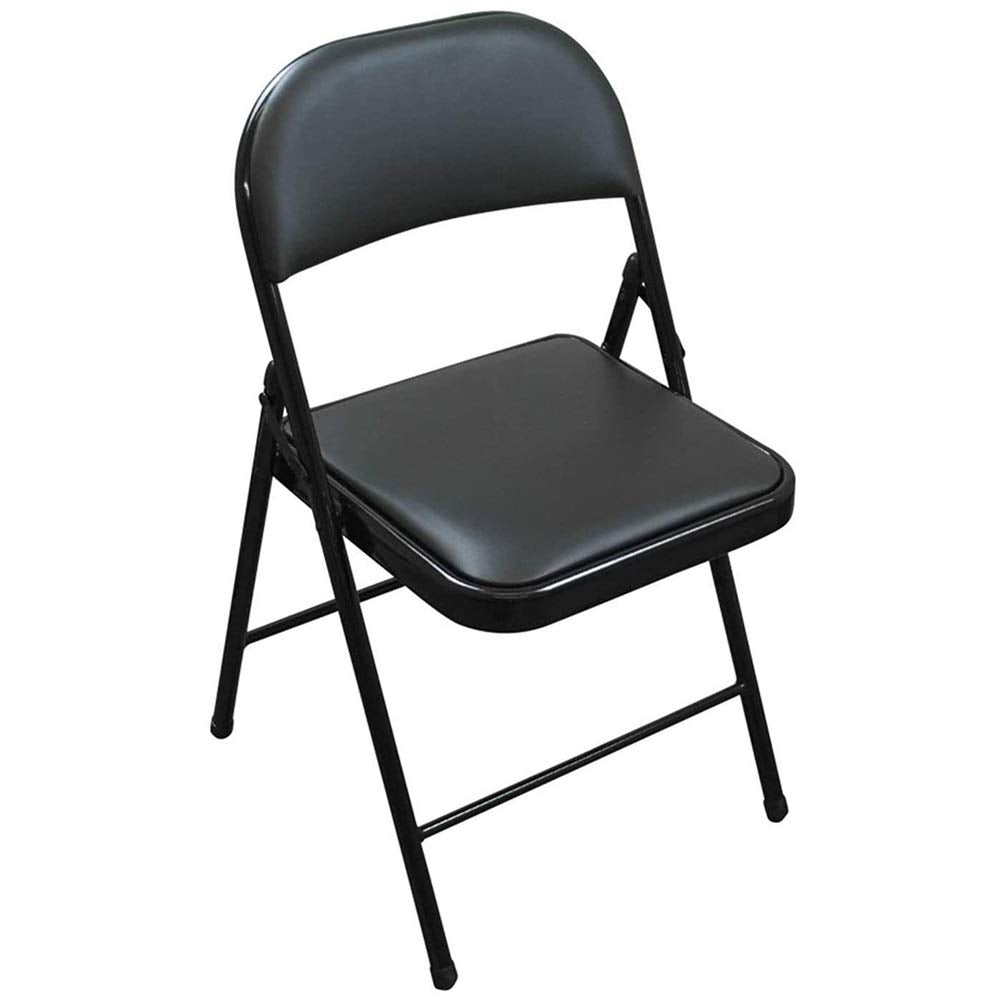 IIPOSAQQ Folding Chairs Heavy Duty Padded Faux Leather Metal Desk Chair Office Seat for Guest Visitor Conference (Color : Black)