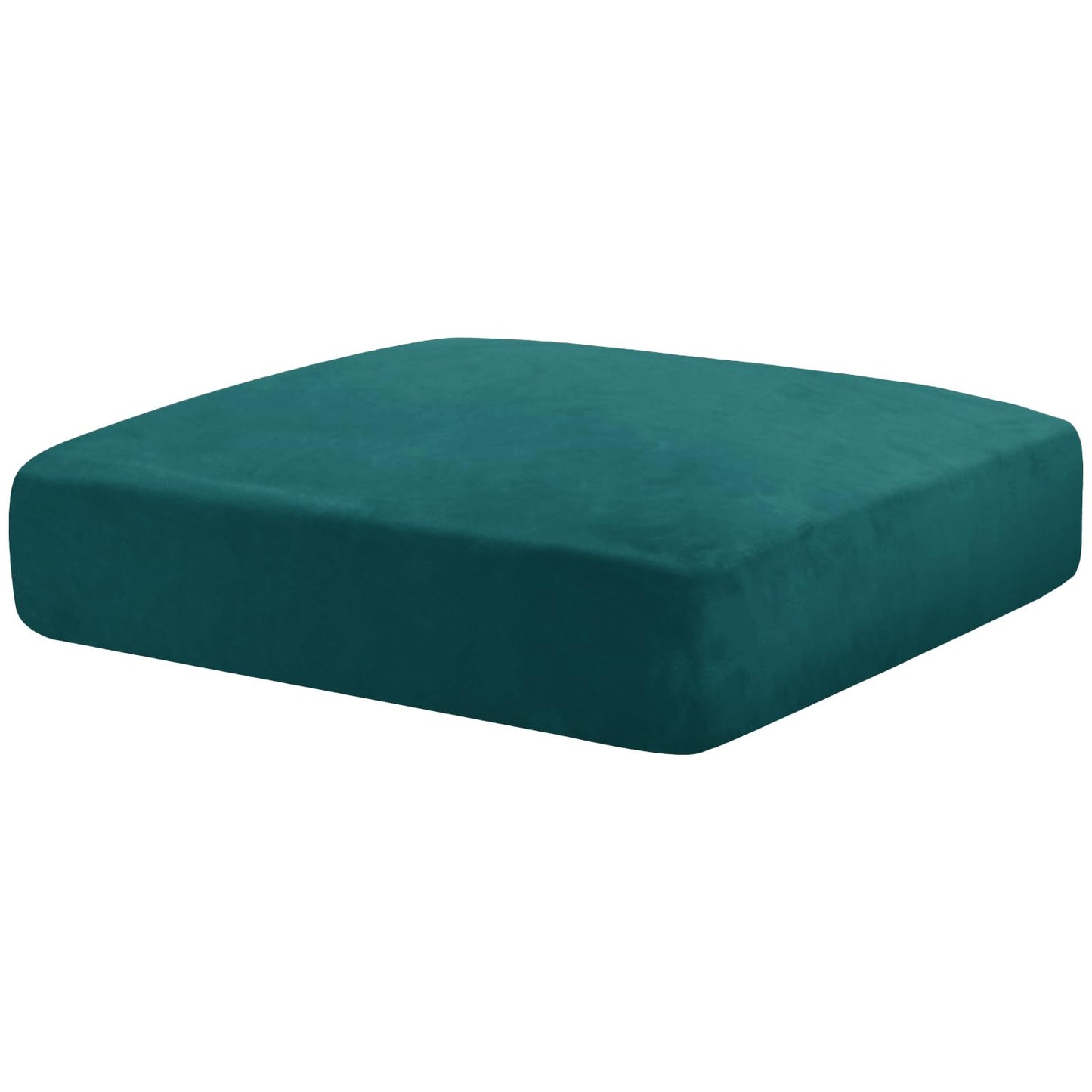 MAXIJIN Velvet Stretch Cushion Cover Fitted Couch Cushion Slipcovers 1 Pack Arm Chair Seat Cushion Cover for Individual Cushion Sofa Chair with Elastic Bottom (Chair Cushion, Blackish Green)