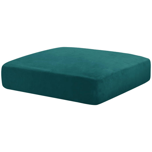 MAXIJIN Velvet Stretch Cushion Cover Fitted Couch Cushion Slipcovers 1 Pack Arm Chair Seat Cushion Cover for Individual Cushion Sofa Chair with Elastic Bottom (Chair Cushion, Blackish Green)