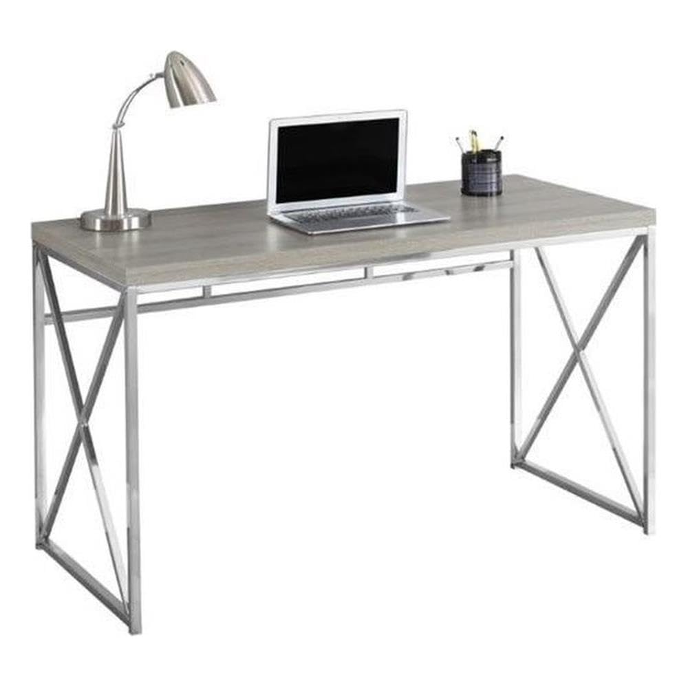 Monarch Specialties I 7204 Computer Desk, Home Office, Laptop, Work, Metal, Laminate, Brown, Chrome, Contemporary, Modern
