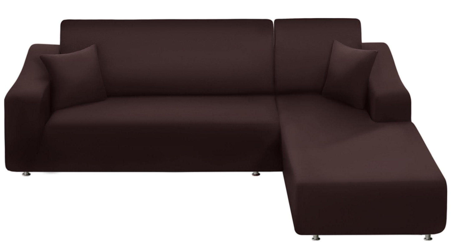 NAISI Couch Cover L Shape 2 Pieces Sofa Cover Soft Stretch Slipcovers with 2pcs Pillowcases Furniture Protector Sectional Couch Covers 3 Seater + 3 Seater(Coffee)