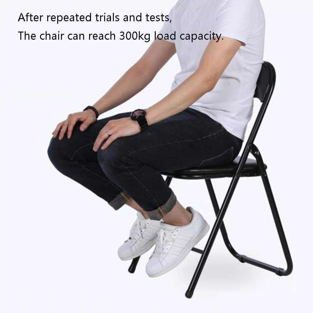 Folding Chair Black Office Conference Backrest Chair Metal Frame Visitor Padded Fabric Desk Chair Portable Security (Size : 6 Chairs)