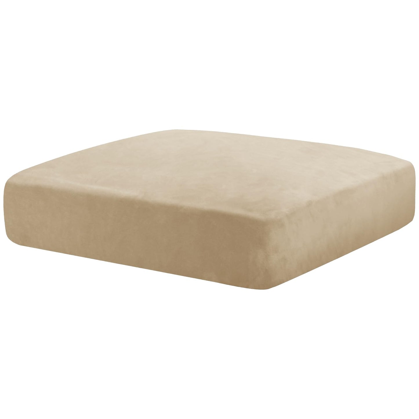 MAXIJIN Velvet Stretch Cushion Cover Fitted Couch Cushion Slipcovers 1 Pack Arm Chair Seat Cushion Cover for Individual Cushion Sofa Chair with Elastic Bottom (Chair Cushion, Camel)