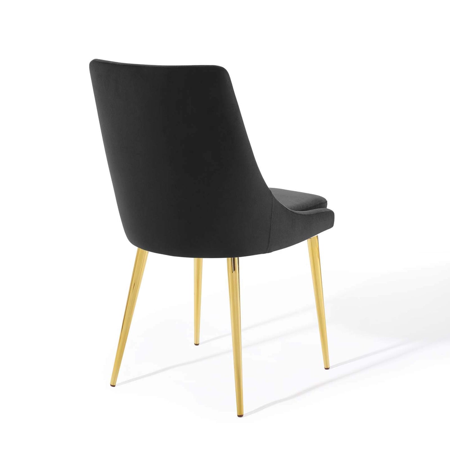 Modway Viscount Performance Velvet Dining Side Chair with Gold Stainless Steel Legs in Black