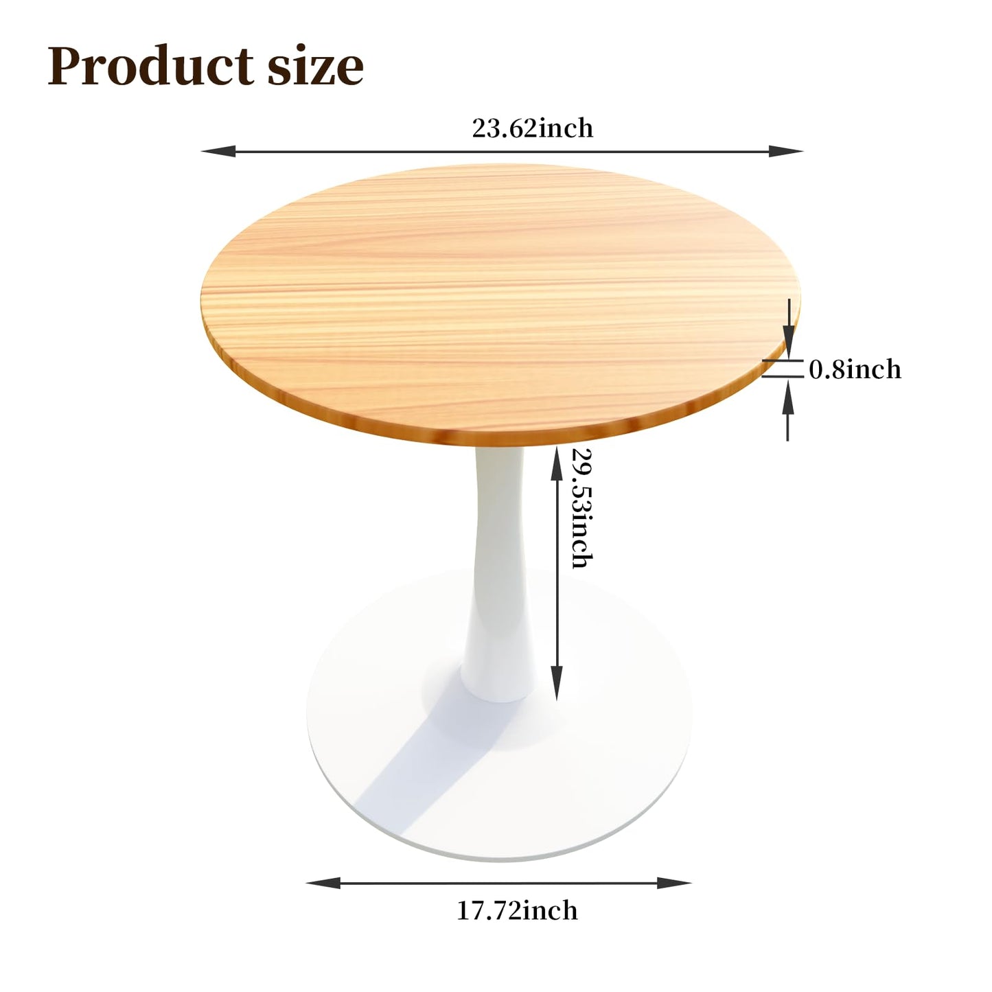 23.62" Small Round Dining Table for 2 – Durable & Well-Made Tulip Table with Sturdy Metal Frame, Compact 2-Seater Kitchen or Dining Room Table for Small Spaces, Apartments, Café, Restaurant, Office
