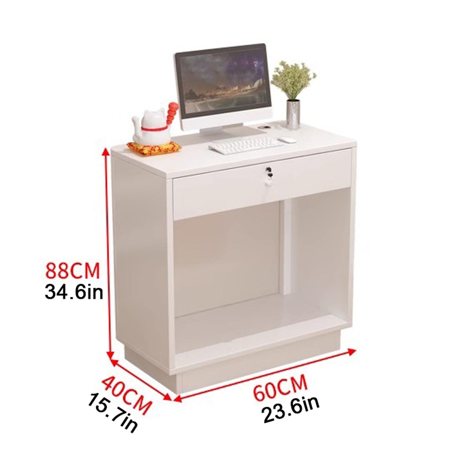 Lockable Reception Desk with Counter - Small Cashier's Desk for Salon, Office, and Front Counter Use - Stylish and Secure Solution for Reception Areas
