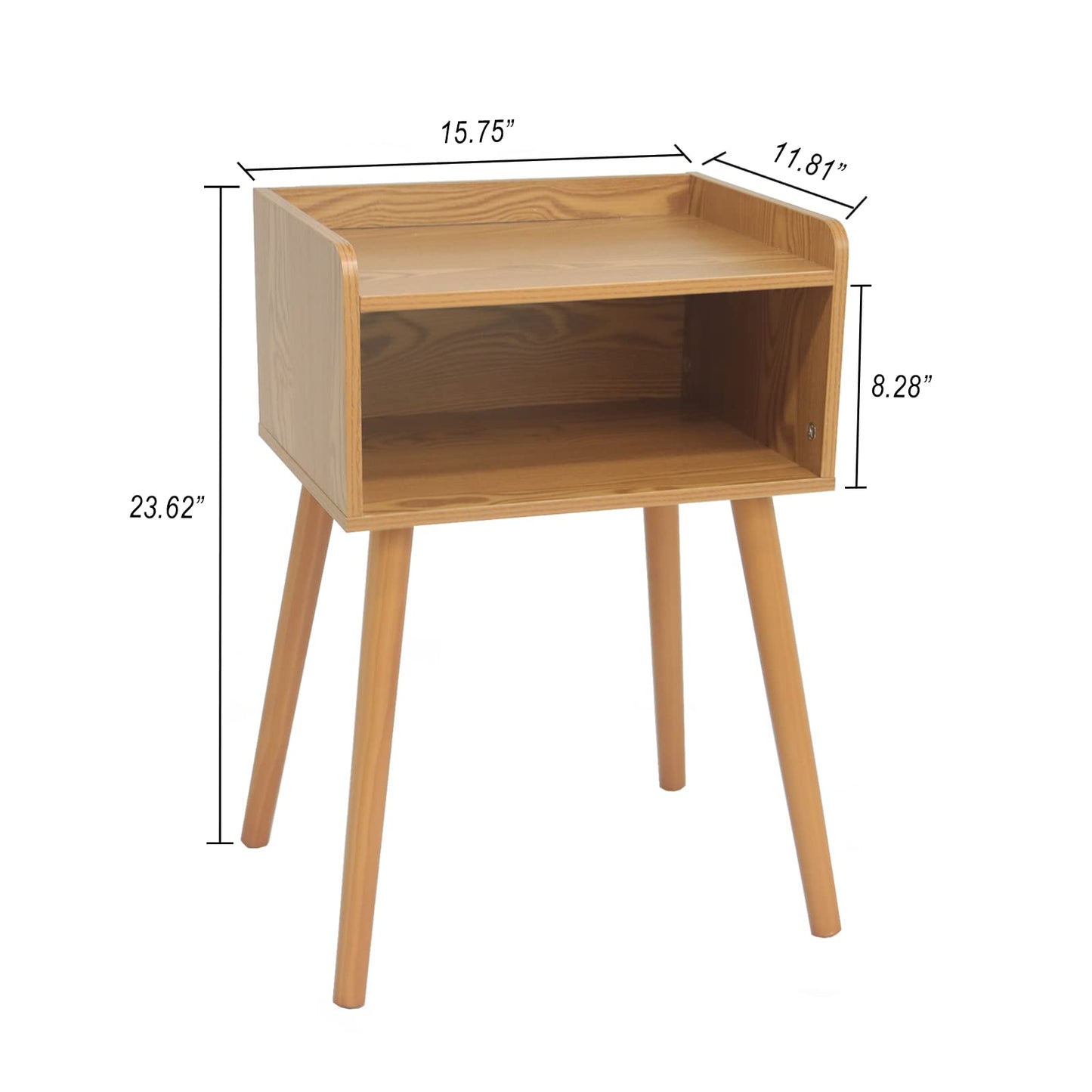 MaxSmeo Nightstand, Mid Century Modern Side Table Bedroom with Storage, Small End Bedside Table with Solid Wood Legs for Living Room, Office Small Spaces (Brown)