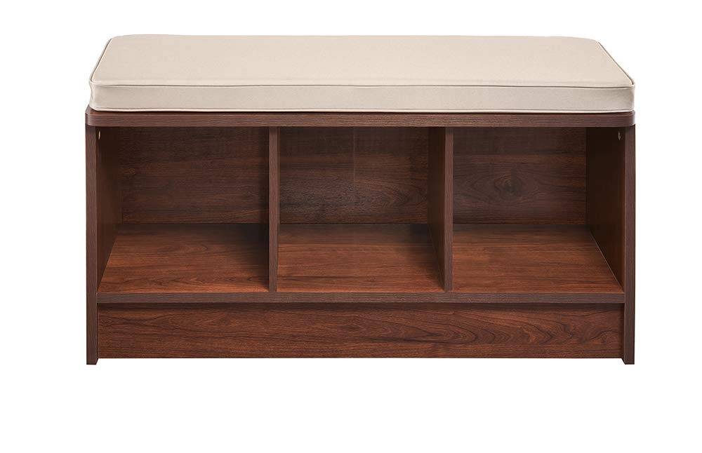 ClosetMaid 1309 3-Cube Storage Bench, Dark Cherry with Tan Cushion