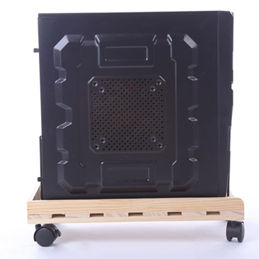NSUQOA JSEIAJB Caster Wooden Tower Heat Dissipation Moving CPU Stand Desktop PC Office Case Holder Rolling Wheels