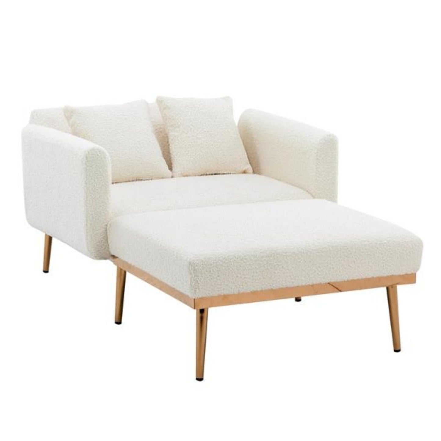 RENPINYOUX Stylish and Elegant Recliner, Armchair, Sofa Chair, Sofa Bed, Curved Edges, Thick Foam, Multi-Purpose, Suitable for Living Room, Bedroom, White