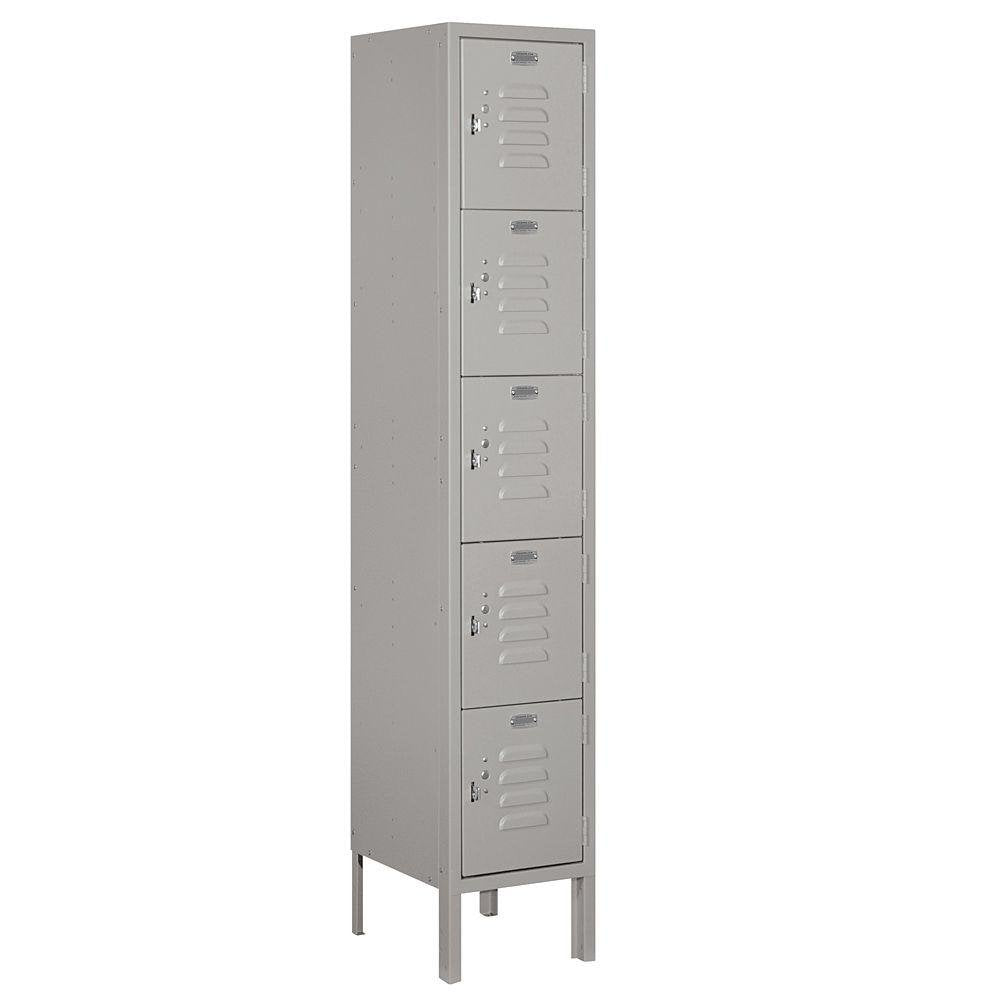Salsbury Industries 65152GY-U Five Tier Box Style 12-Inch Wide 5-Feet High 12-Inch Deep Unassembled Standard Metal Locker, Gray