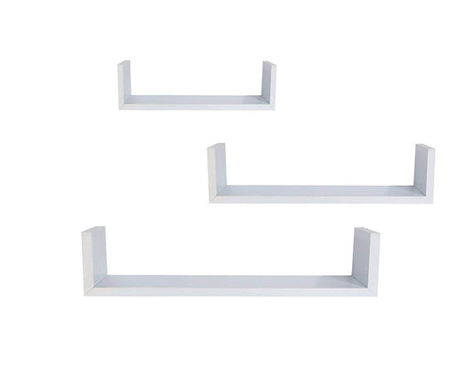 EWEI'S HomeWares 3 Floating U Shelves - White