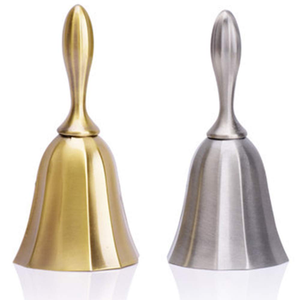 (None) Reception Dinner Hotel Classroom Bell Gold Silver for Adults hand bell for seniors Kid Counter Hall Table hand bell loud bells for adults (gold)