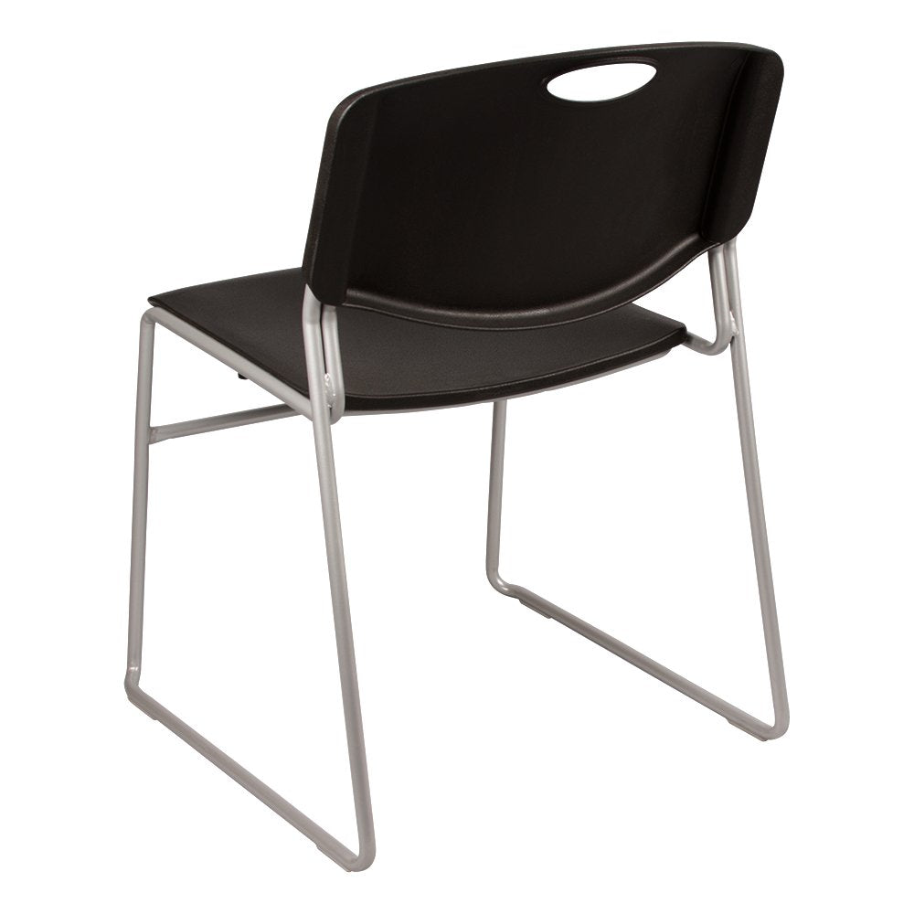 Norwood Commercial Furniture Heavy-Duty Plastic Stacking Chair, Black Seat w/Silver Mist Frame, NOR-FEI1059BK-SO (Pack of 4)