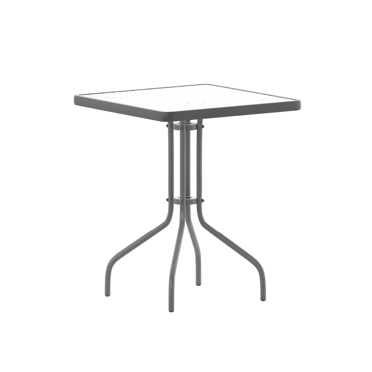 Flash Furniture Barker 23.5'' Square Tempered Glass Metal Table, Silver