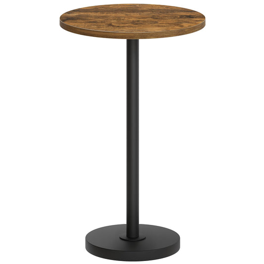 YATINEY Round Side Table, Small Drink Table, Pedestal Martini Table, End Table for Small Spaces in Living Room, Bedroom, Dormitory, Rustic Brown and Black ET30BR