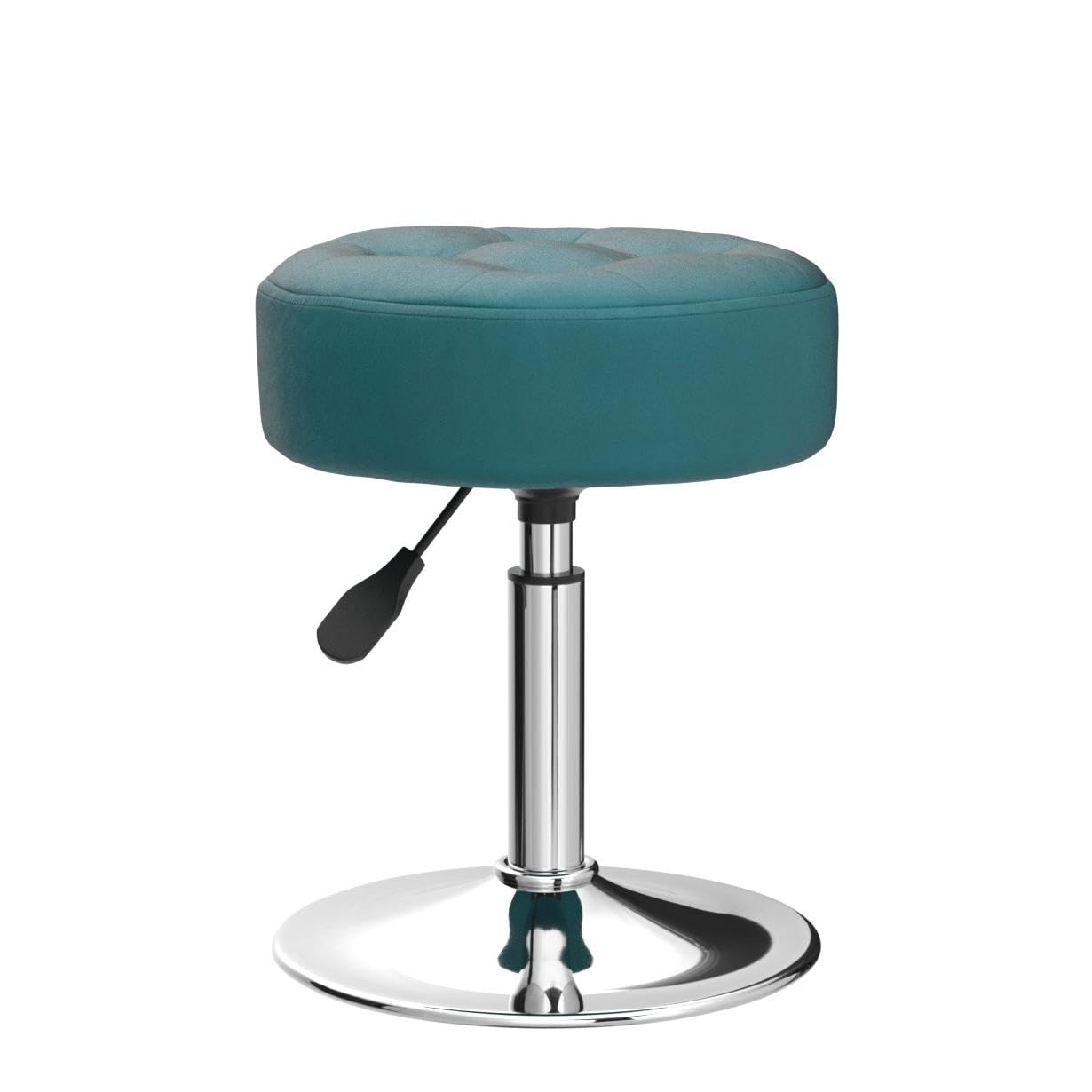 LUE BONA Adjustable Vanity Stool, 360 Swivel Chair for Makeup Room, Vanity Chairs, Teal Faux Leather Stool for Bathroom & Living Room