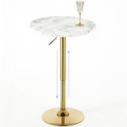 YHGSYXL Round Bar Table Gold Metal Base Height Adjustable 27.9"-35.4"