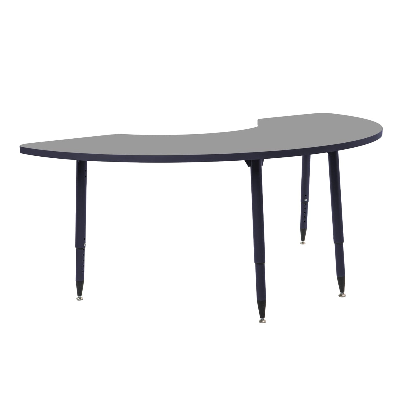 Adapte Commercial Classroom Activity Table - 36" x 72" Half Moon, ADA Compliant Tapered Legs with Glides & Casters, Adjustable Height 22-34" Wheelchair Accessible, School & Office Furniture