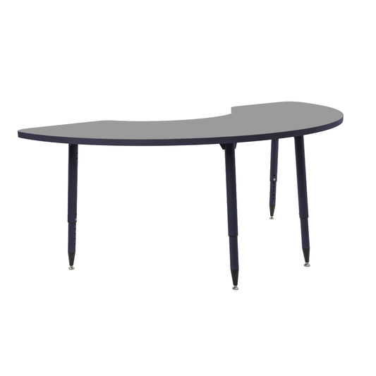 Adapte Commercial Classroom Activity Table - 36" x 72" Half Moon, ADA Compliant Tapered Legs with Glides & Casters, Adjustable Height 22-34" Wheelchair Accessible, School & Office Furniture
