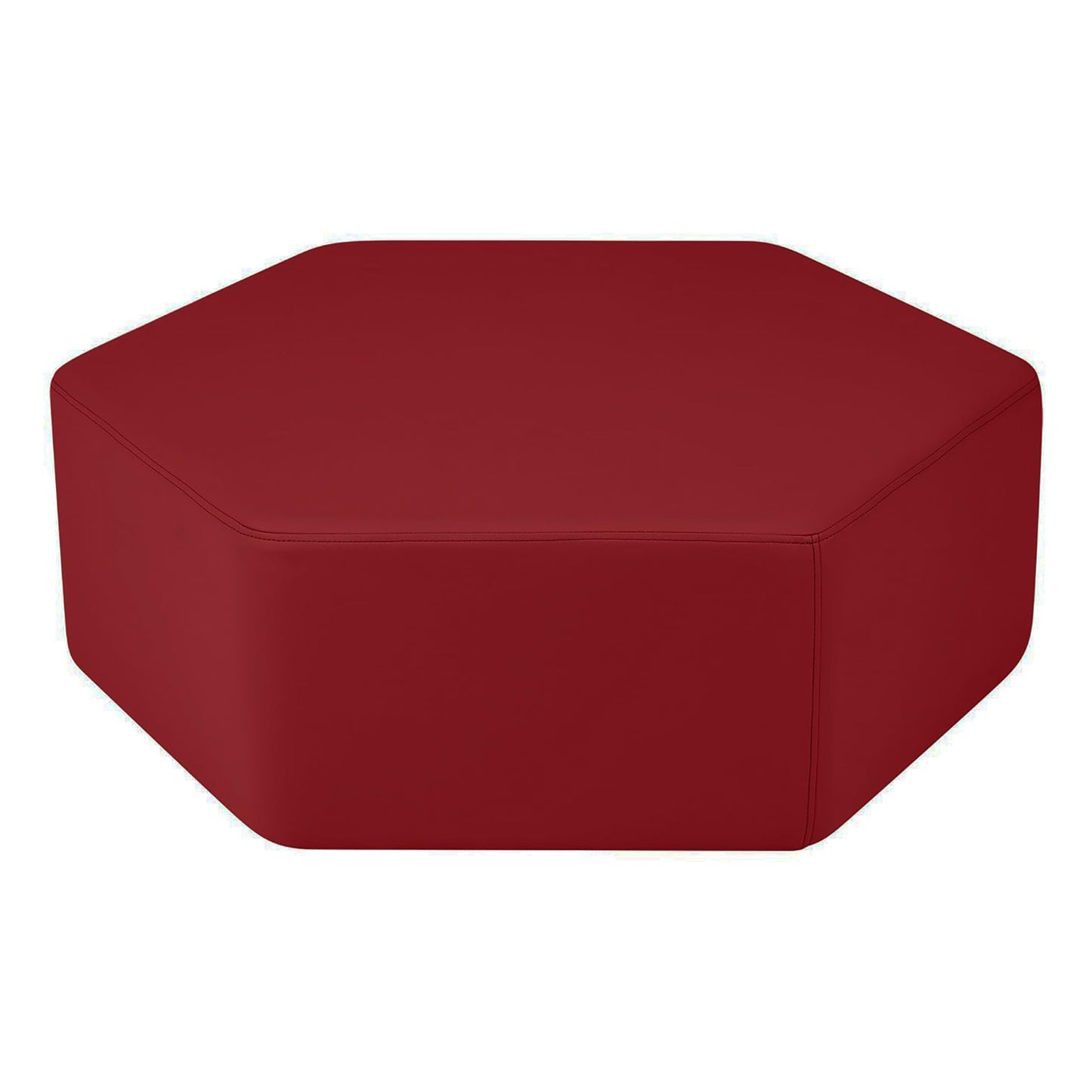 FDP Pro Series Hexagon Accent Ottoman (12" Height) Hand Upholstered Commercial Furniture for Hotel Lobby, Office, Restaurant, Home and More Collaborative and Configurable Seating - Crimson
