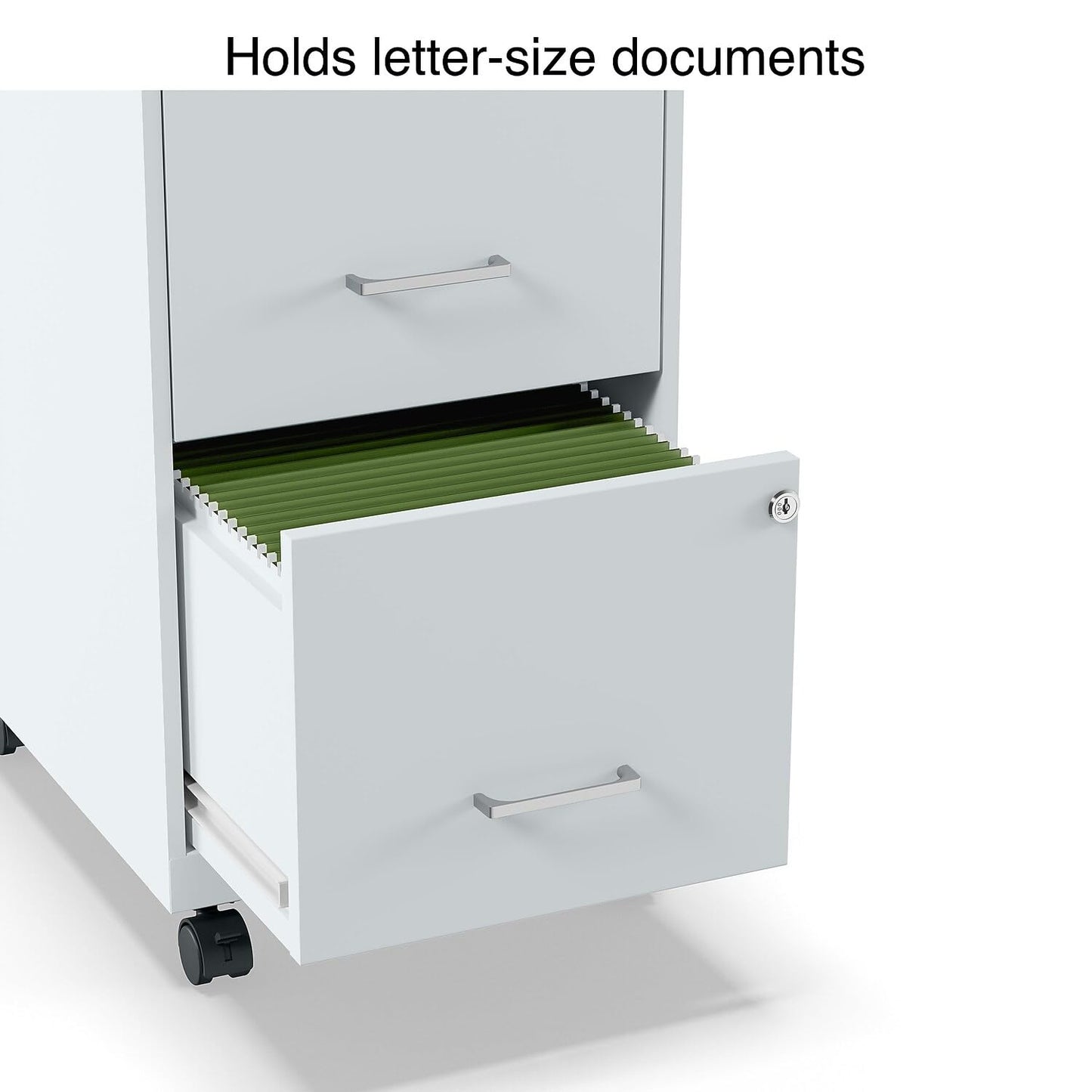 Staples 2-Drawer Vertical File Cabinet, Letter Size Documents, Lockable & Mobile, 18" D x 14" W x 26.3" H, Gray