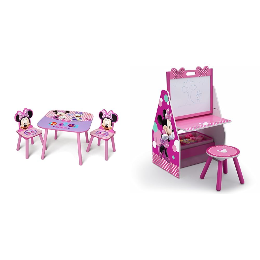 Delta Children Kids Table and Chair Set (2 Chairs Included) - Ideal for Arts & Crafts, Snack Time & Kids Easel and Play Station – Ideal for Arts & Crafts, Drawing