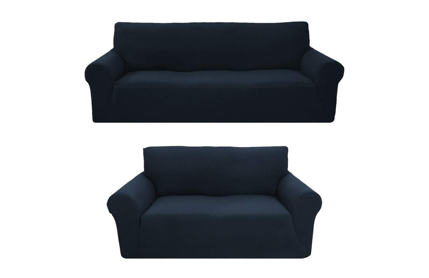 Sapphire Home 2-Piece Sofa and Loveseat Slipcovers, Couch and Loveseat Covers Set, Form fit Stretch, Wrinkle Free, Furniture Protector, Premium Brushed Sofa Covers for Living Room (Blue)