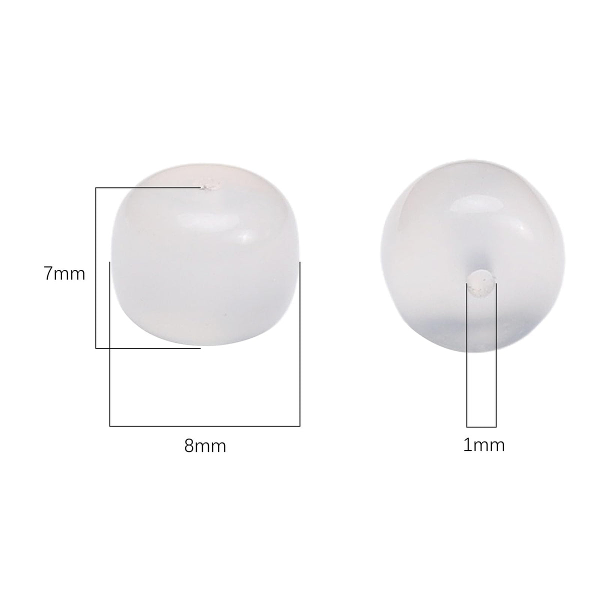 BEADIA Natural White Agate Flat Cut Round Drum Stone 8mmx7mm Loose Semi Gemstone Beads for Jewelry Making 38cm