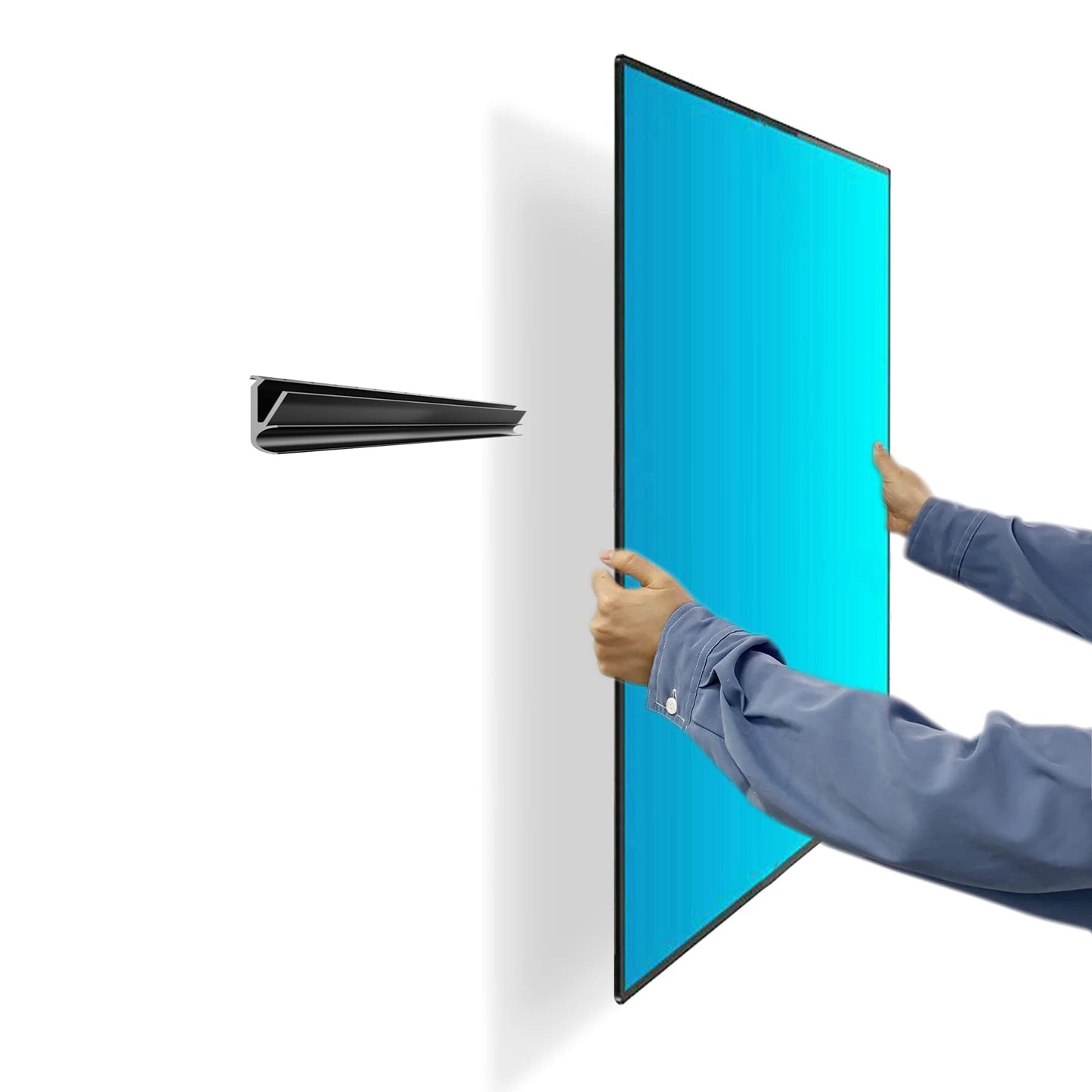 No Stud TV Wall Mount, Drywall Studless TV Hanger No Damage, No Drill, Non Screws, Dry Wall Flat Screen TVs Easy Install Bar Bracket fits VESA 12-55 inch TVs up to 99 lbs, Include Hardware Levels