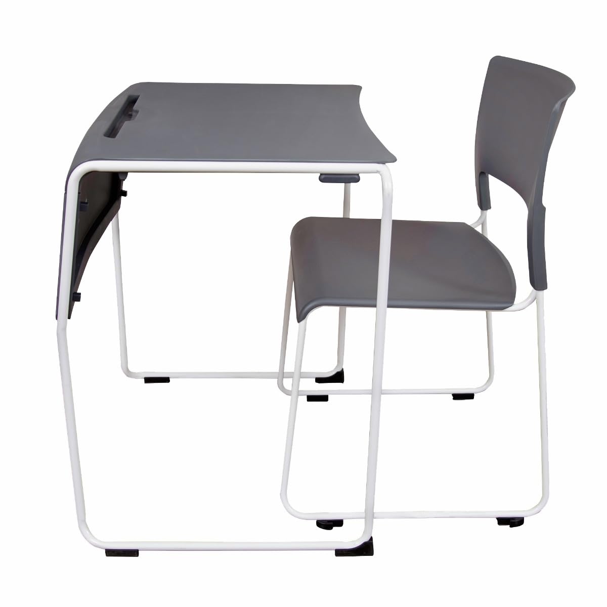 LUXOR - STUDENT-STK1PK Luxor Lightweight Stackable Student Desk and Chair Slate Gray / White