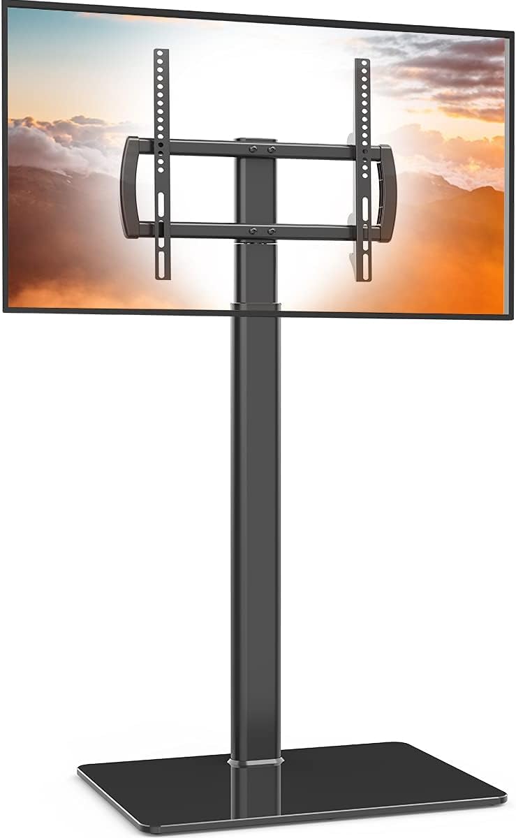 Universal Floor TV Stand with Mount 80 Degree Swivel Height Adjustable and Space Saving Design for Most 27 to 65 inch LCD, LED OLED TVs, Perfect for Corner & Bedroom HT1002B