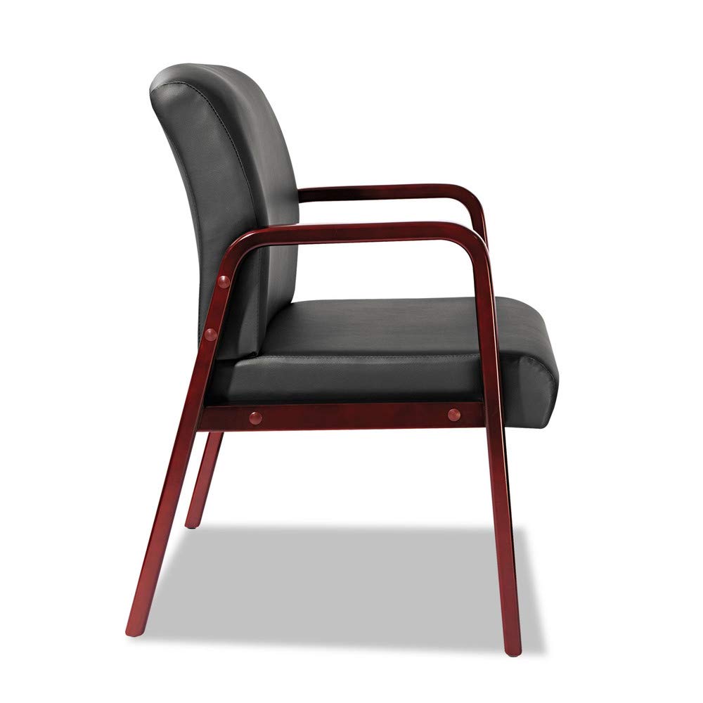 Alera ALE Reception Lounge Series Guest Chair, Cherry/Black Leather