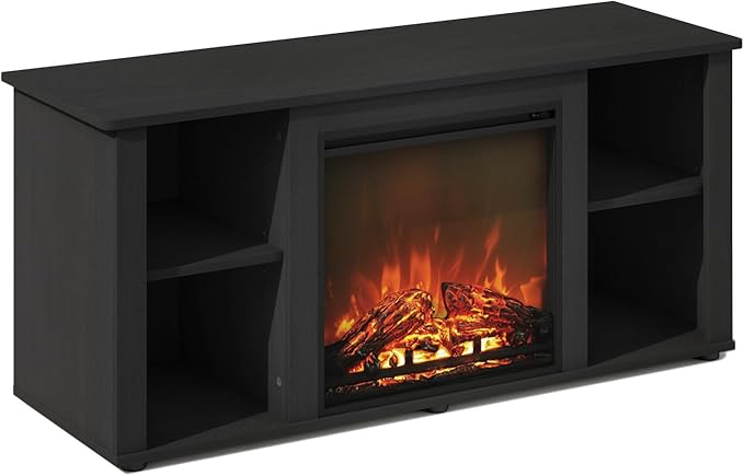 Furinno Jensen Fireplace TV Stand, NO Heat Decorative Electric Fireplace TV