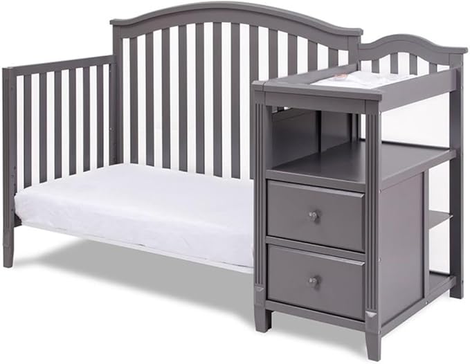 Pemberly Row 4-in-1 Convertible Crib and Changer, Sustainable Gray Pine Wood