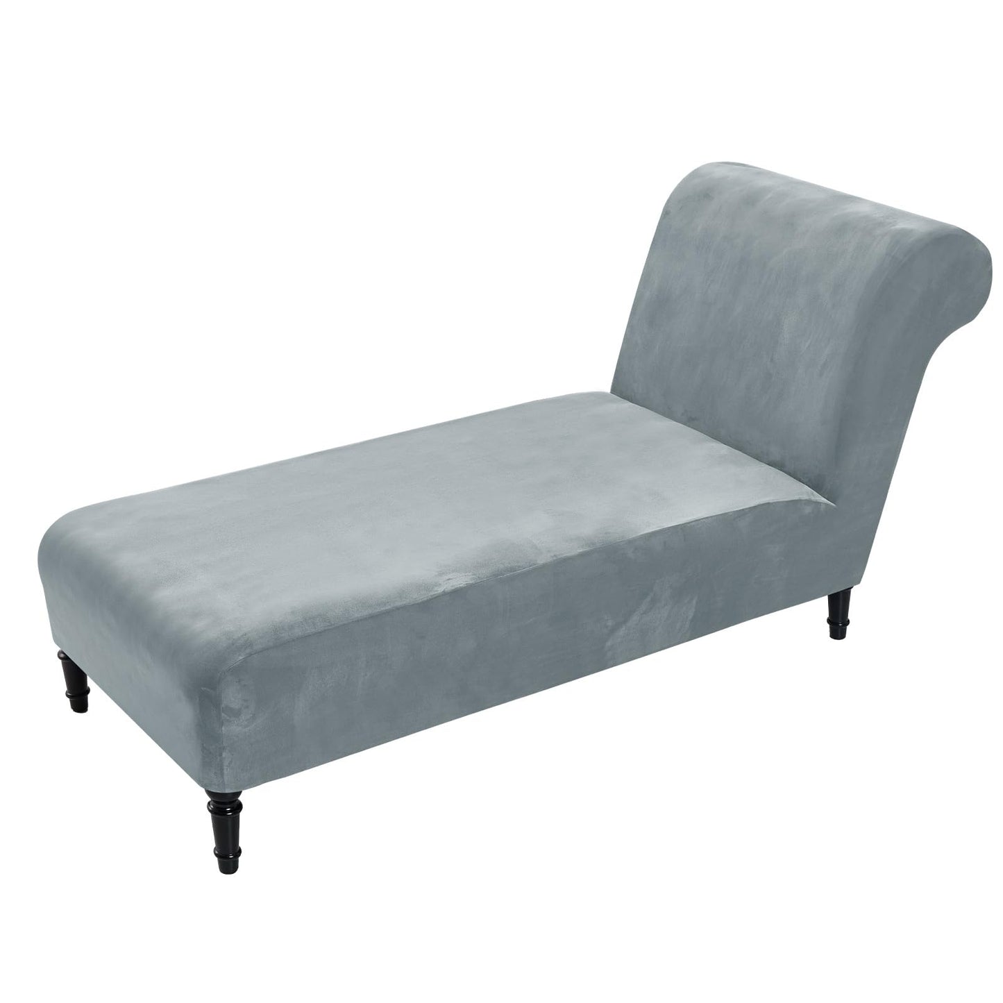Velvet Chaise Lounge Cover Indoor Armless Chaise Slipcover Luxury High Stretch Ultra Soft Lounge Chair Covers Modern Machine Washable Chair Cover for Living Room Bedroom Furniture, Light Grey