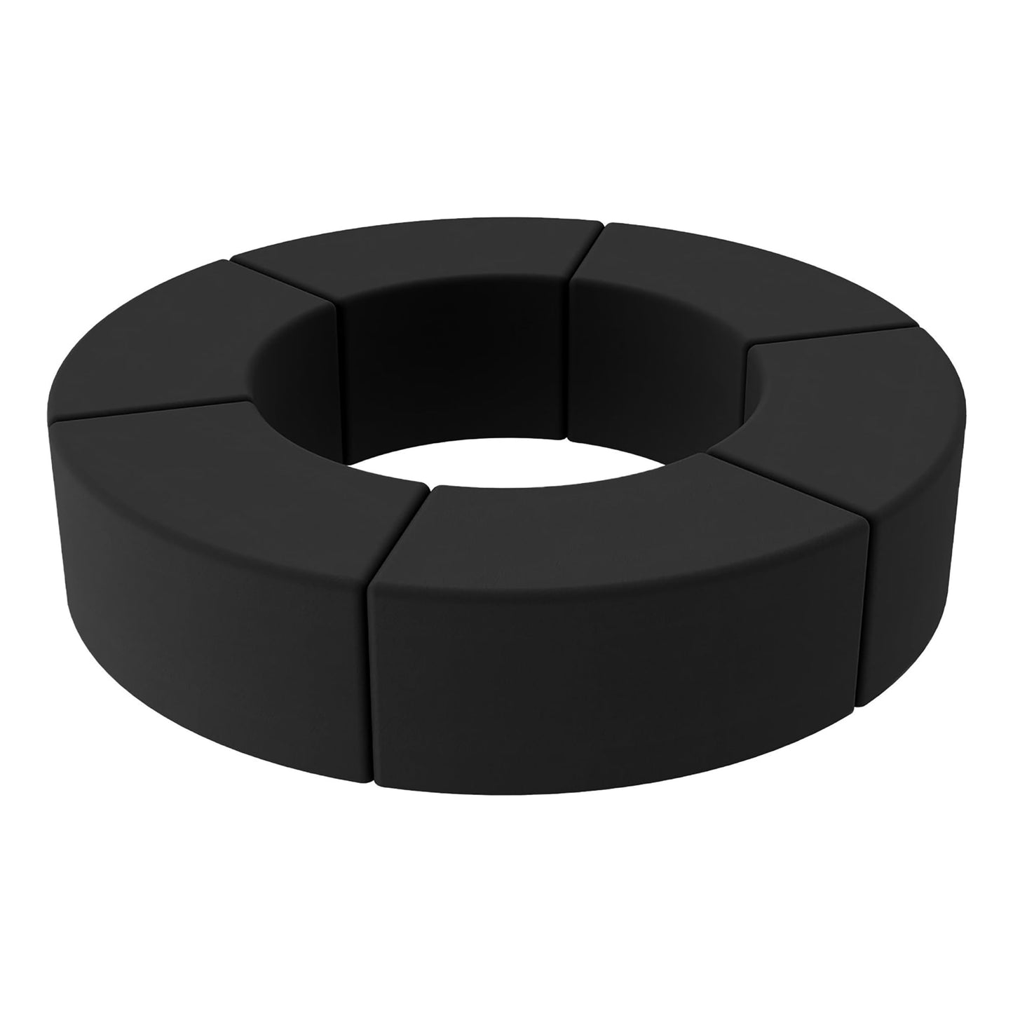 FDP Pro Series Upholstered Configurable S-Curve Accent Ottoman Seating Set (18" H) Collaborative Commercial Furniture for Hotel Lobby, Office, Restaurant, Waiting Room (6-Pack) - Black