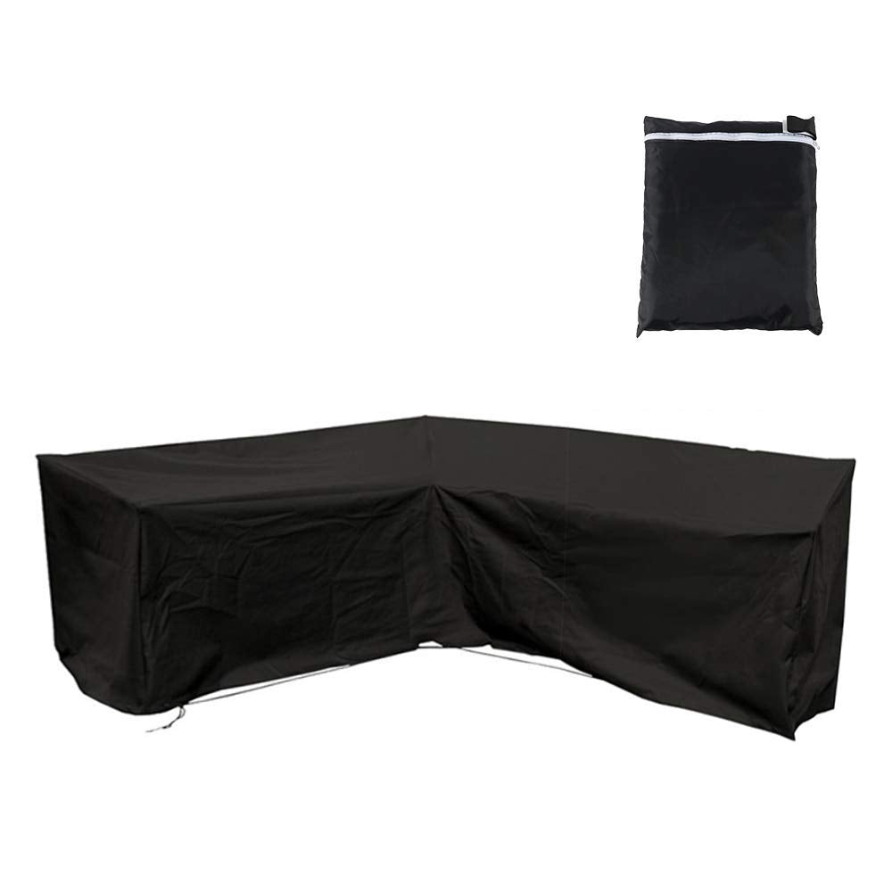 J&C Patio Furniture Sectional Couch Covers,Premium Outdoor Waterproof V Shape Garden Sofa Cover Weather Protection Patio Sofa Cover, Outdoor Sectional Furniture Cover (117x117in)