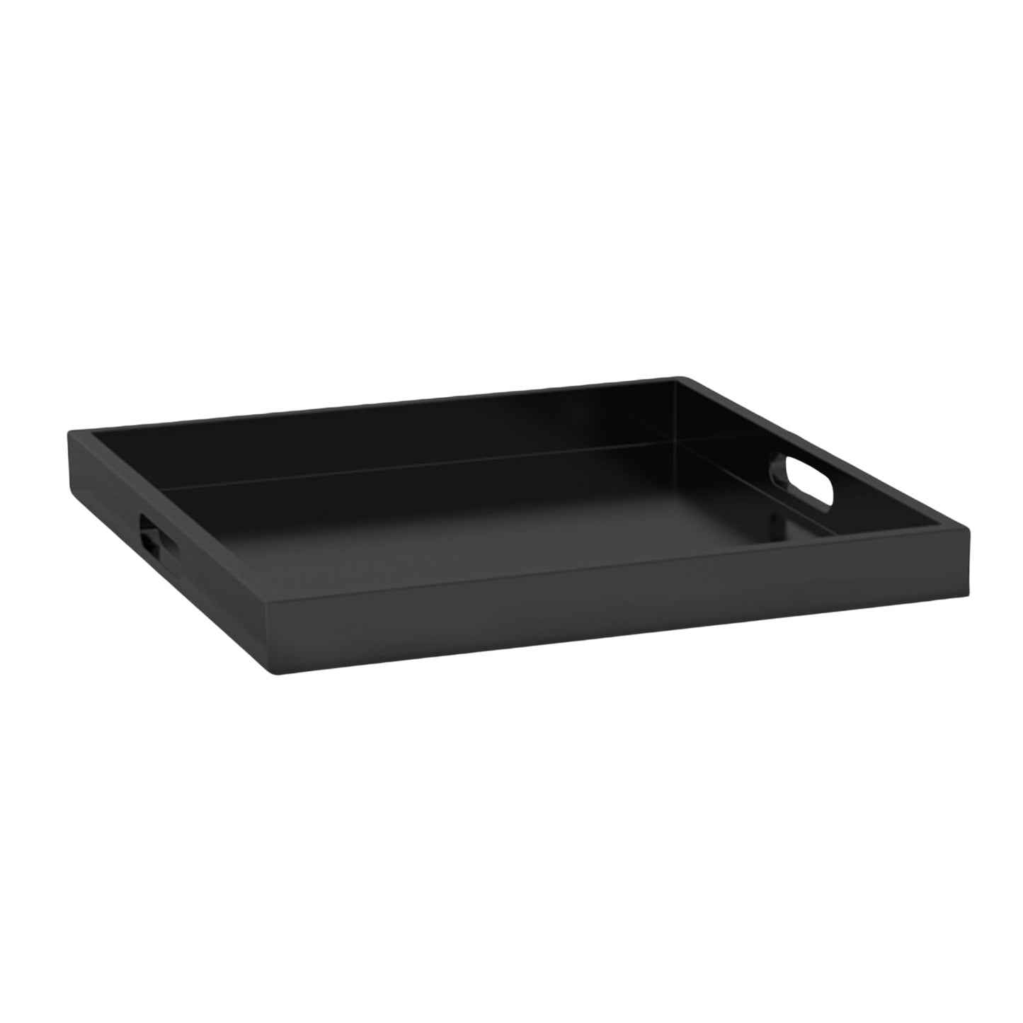 Convenience Concepts Palm Beach Serving Tray 16.75" - Kitchen & Living Room Square Wood Decorative Tray with Handles, Ottoman Accent Tray, Coffee Table Tray, Counter Organization & Storage, Black
