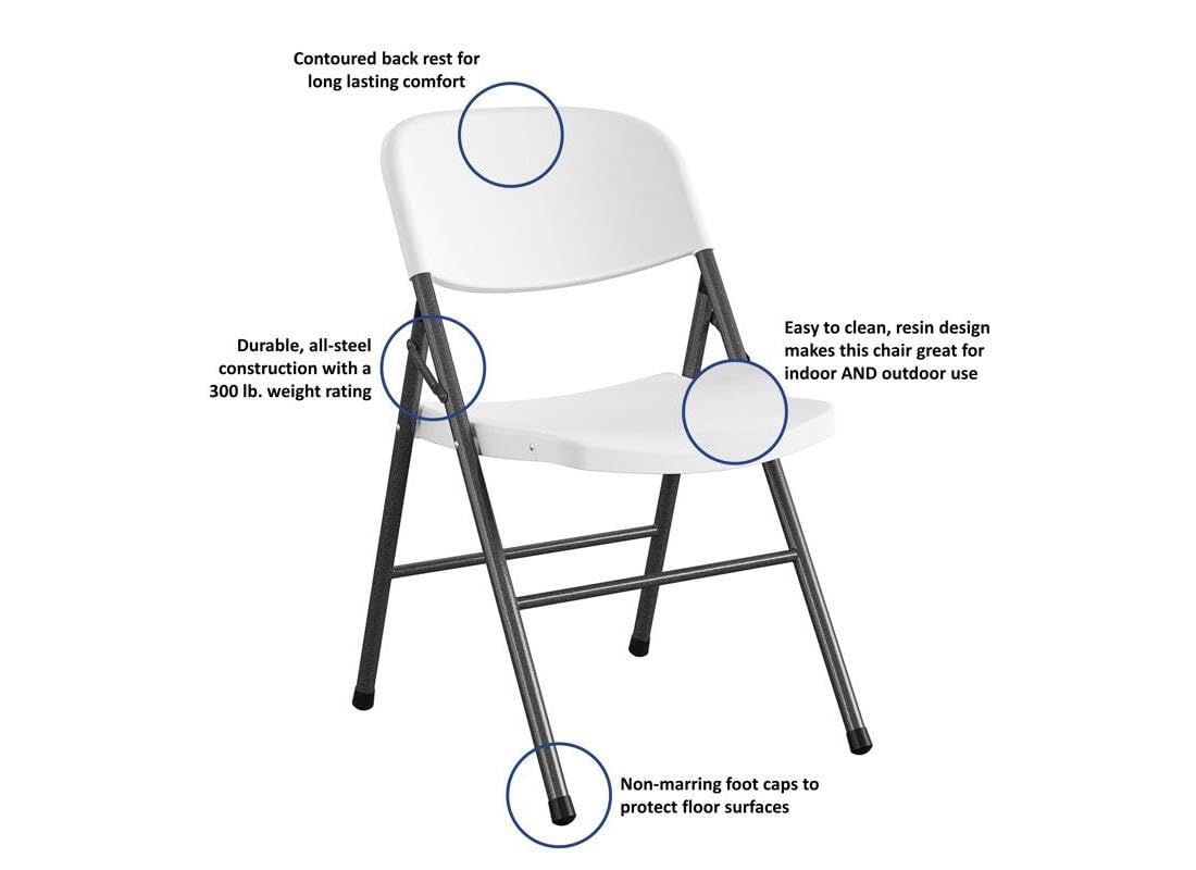 Cosco 6028632 32.5 x 21.75 in. Cosco Folding Chair, White