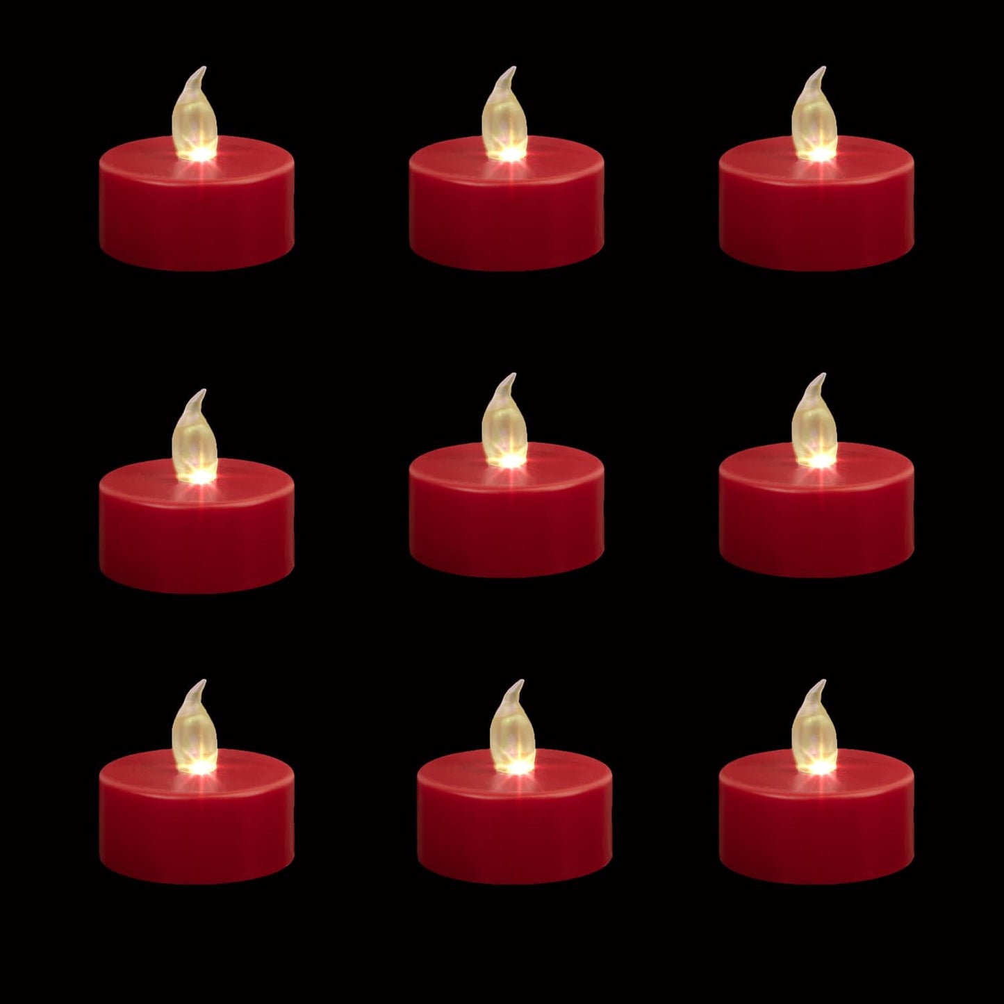 Boakboary Tea Lights Flameless Battery Operated Candles-50 Pack Red LED Electric Flickering Votive Candle Long Lasting 200 Hours, Realistic and Bright for Seasonal Festive Celebrations Decoration