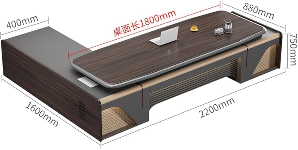 Modern L Shaped Executive Desks for CEO Boss Manager Corner Computer Desk with Storage Cabinet Workstation Home Office Business Furniture(86.6 in)
