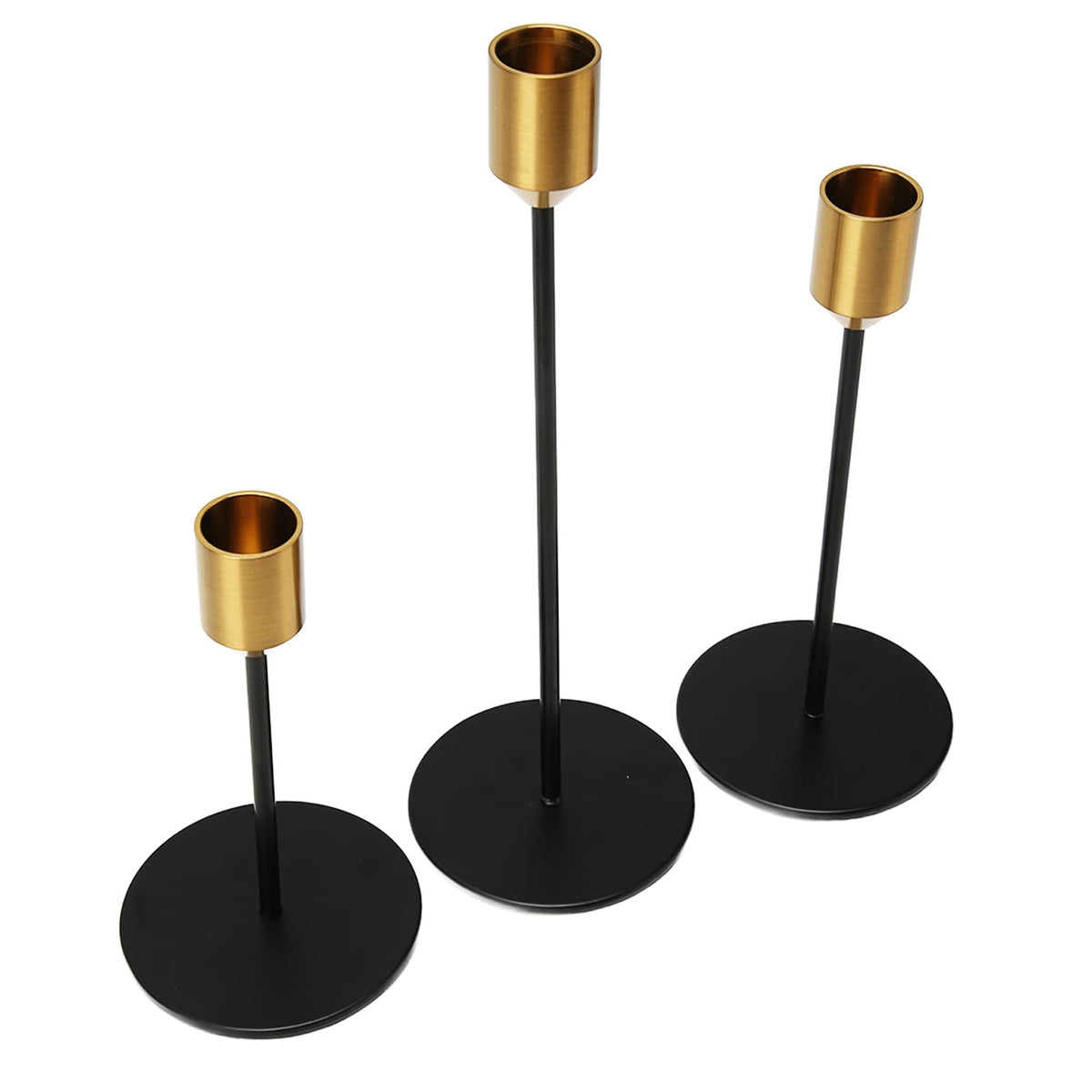 Black Gold Candlestick Holder, Elegant Brushed Iron Candle Stand, Romantic Decorative Metal Candle Holder with Slim Design for Weddings Home Decor and Gift Giving