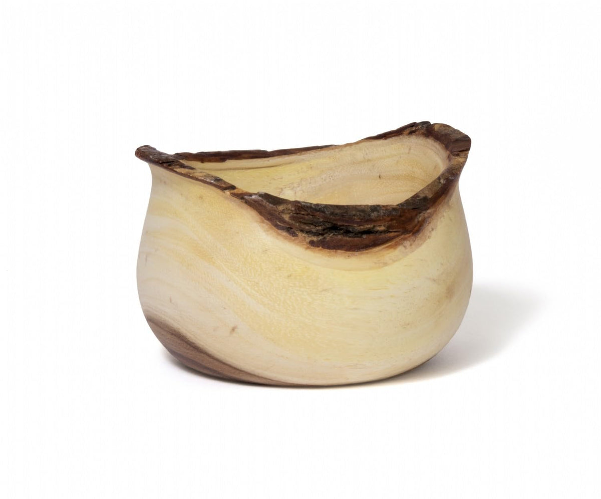 Lipper International ACACIA RUSTIC TULIP SERVING BOWL WITH BARK EDGE SMALL