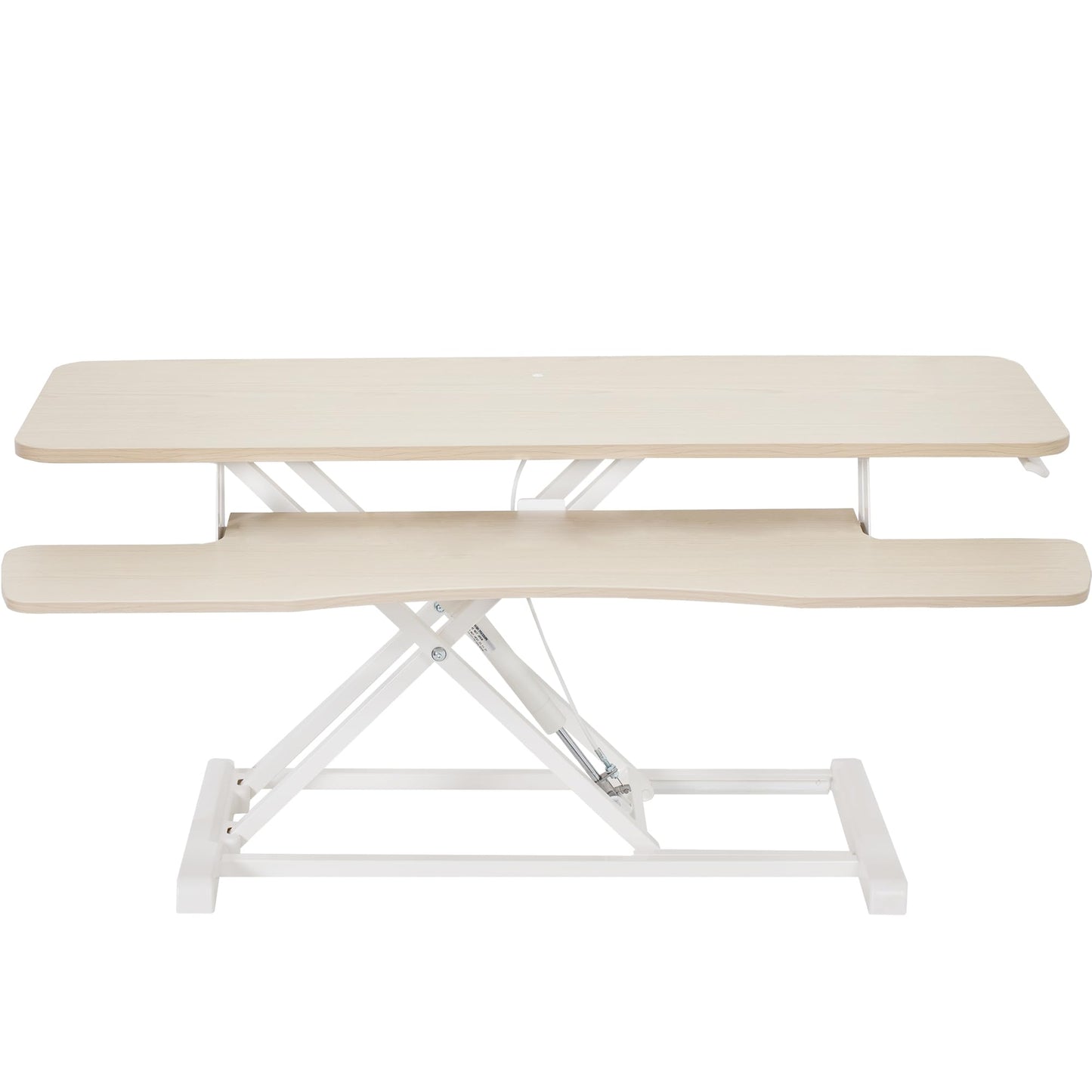 VIVO 42 inch Desk Converter, K Series, Height Adjustable Sit to Stand Riser, Dual Monitor and Laptop Workstation with Wide Keyboard Tray, Light Wood Top, White Frame, DESK-V042KF