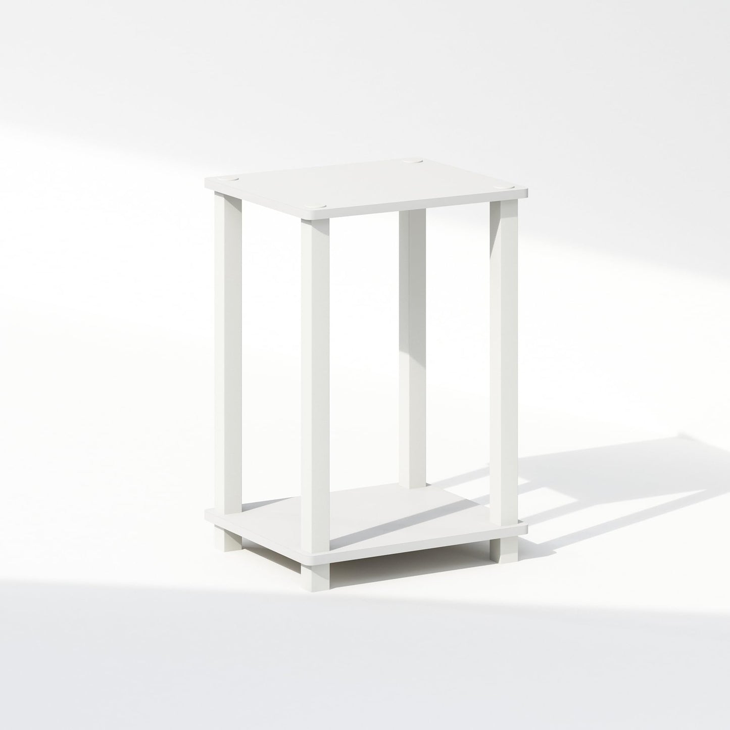 Furinno Simplistic Night Stand, 2-Tier Small Nightstand with Open Shelf, Toolless Assembly Bedside Table, End Table, Side Table, for Bedroom, Closet, Dorm, White