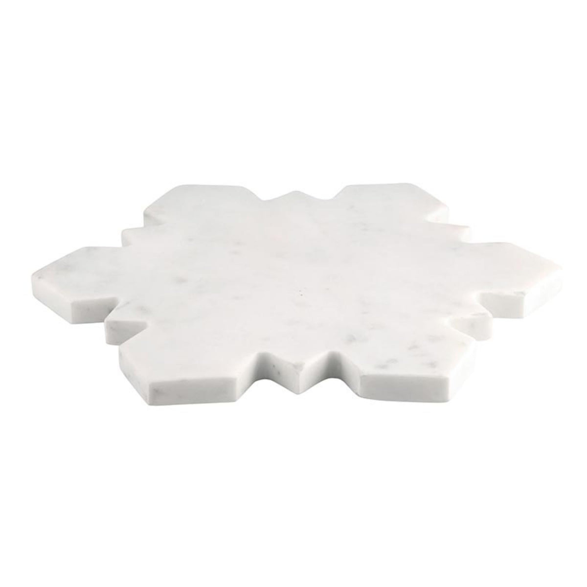 Santa Barbara Design Studio White Marble Snowflake Shaped Charcuterie Cheese Tray, 12.5" x 11"