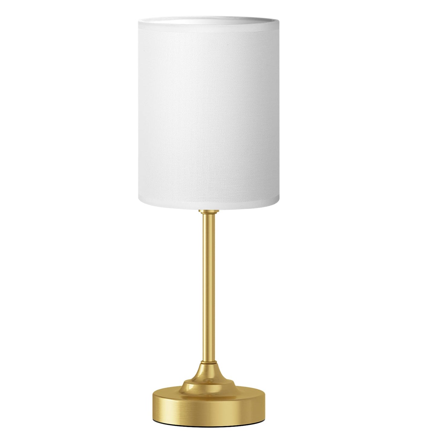 Fenmzee Gold Nightstand Bedroom Lamp - 3 Way Dimmable Bedside Lamp, Small Table Lamp Linen Lampshade for Office Desk, LED Bulb Included