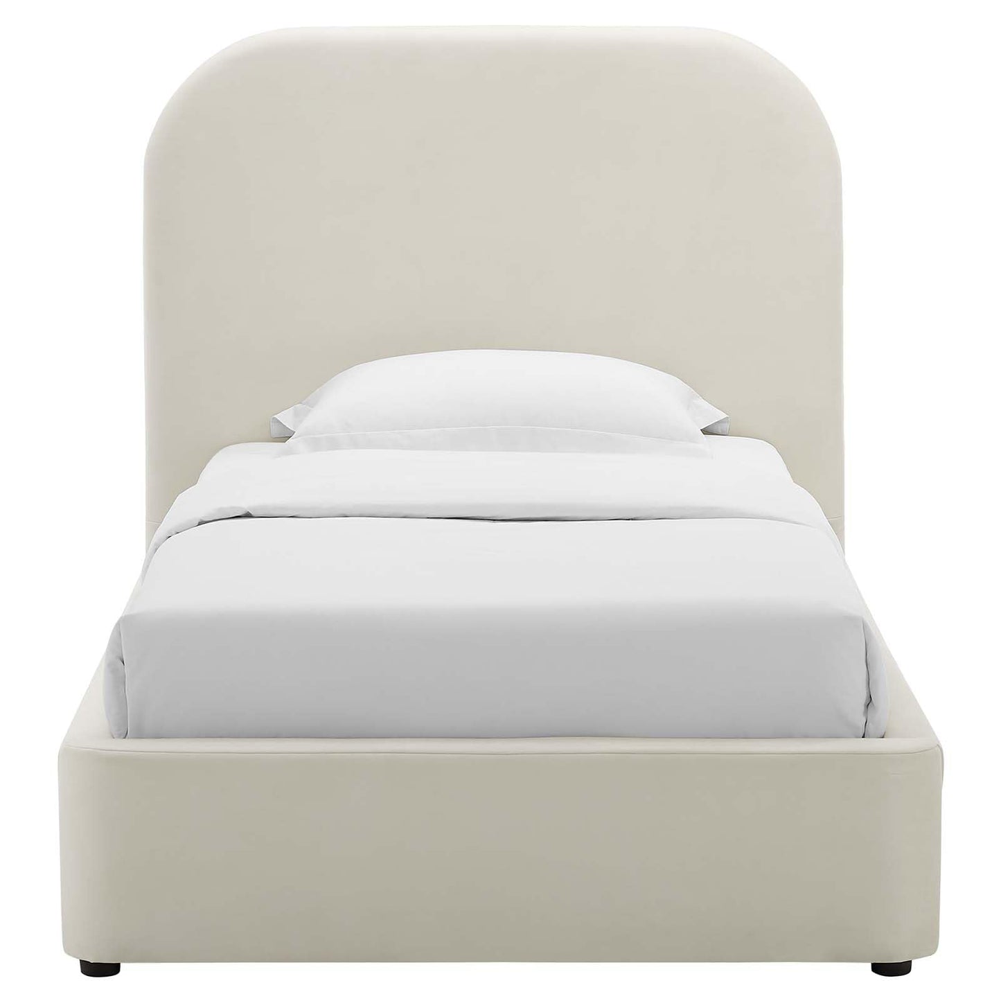 Modway Keynote Modern Bed Frame, Twin Size with Curve Shaped Headboard in Alabaster