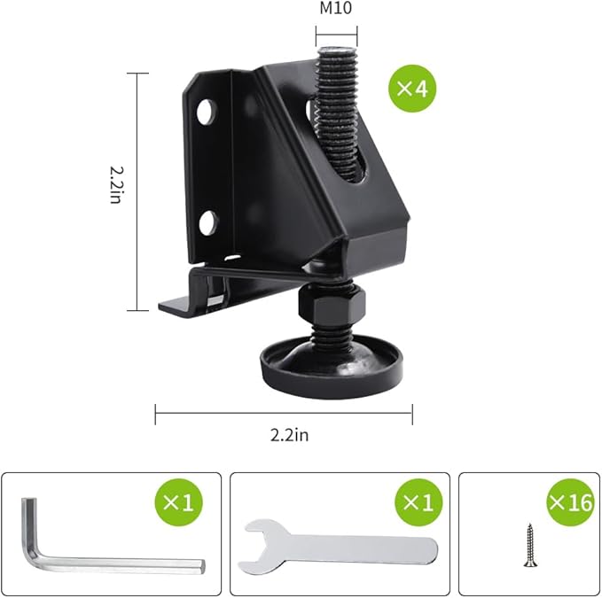 DkOvn 4/8/16 Pack Heavy Duty Leg Leveler, 2-inch Adjustable Height,